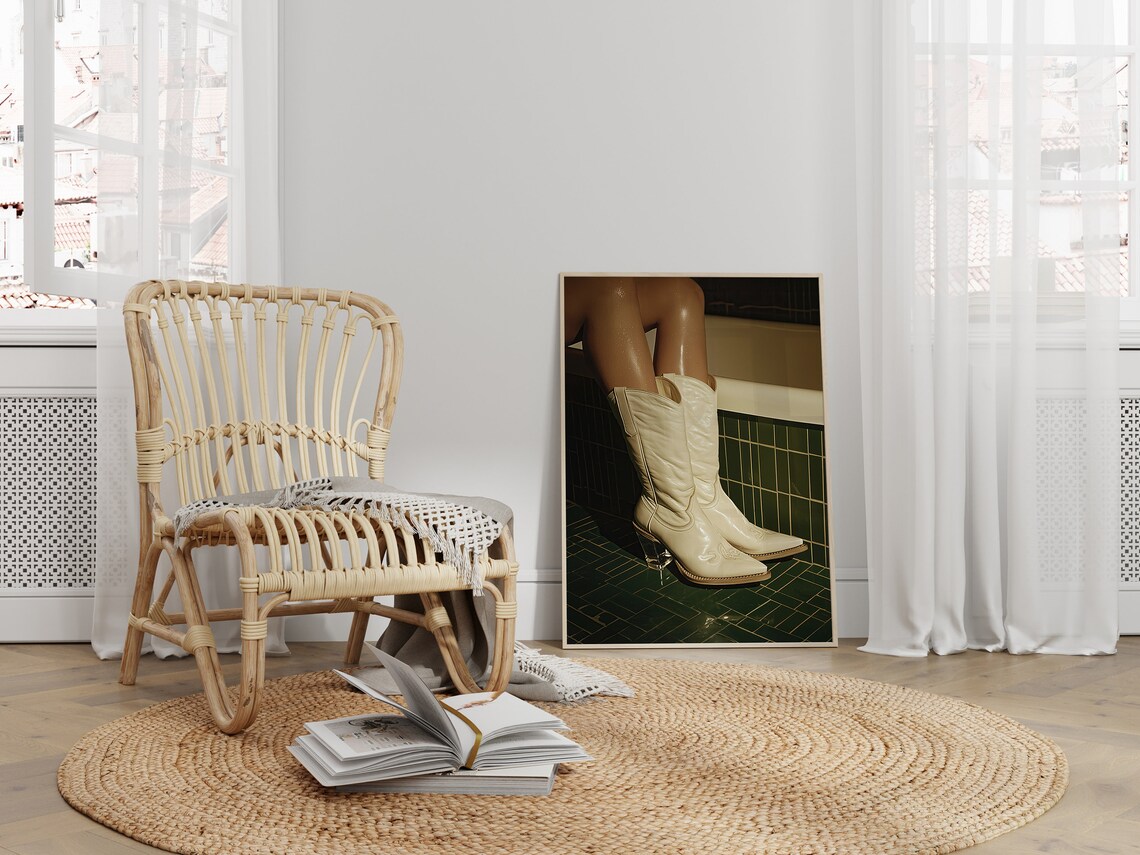 Vintage Western Cowgirl Art Print, Retro Illustration - Image 2