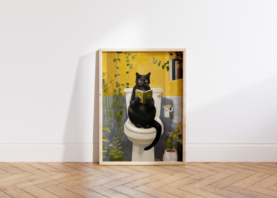 Funny Toilet Cat Poster, Bathroom Wall Art - Image 6
