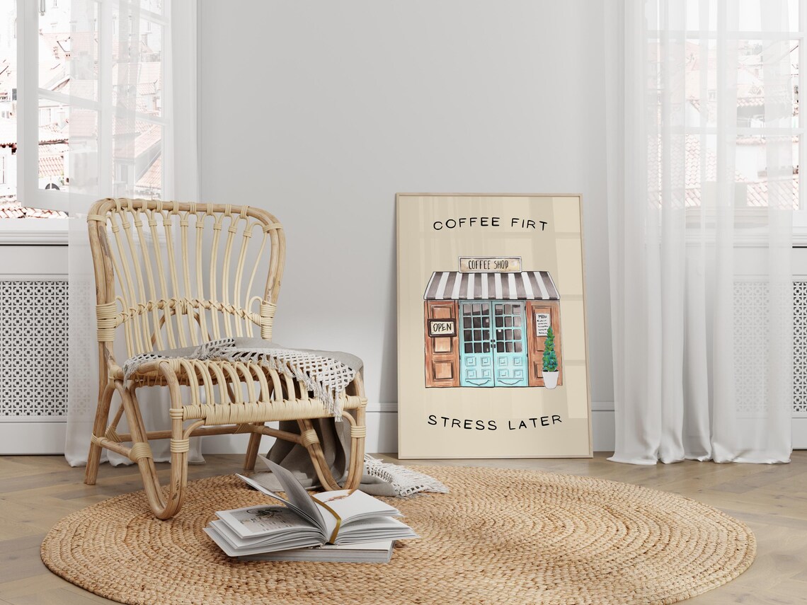 Coffee Station, Coffee First Stress Later Poster - Image 4