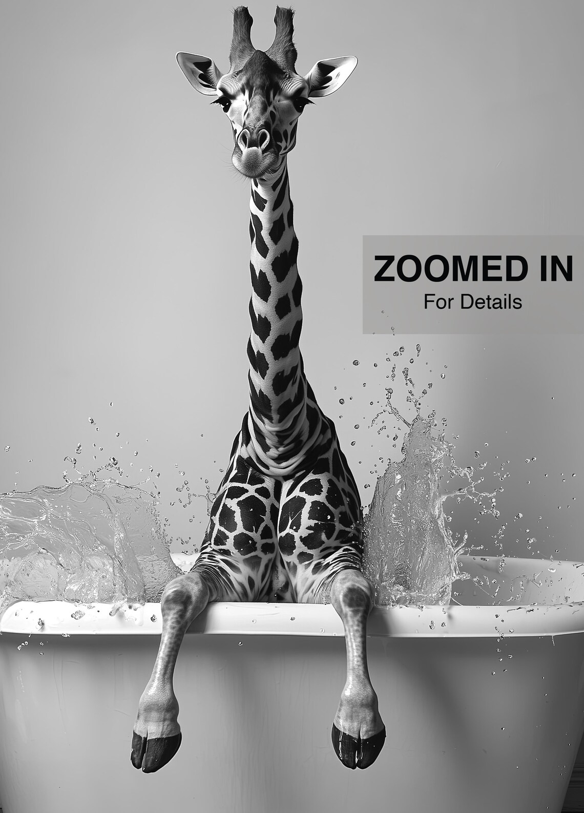 Cute Giraffe In A Tub Bathroom Funny Poster - Image 5