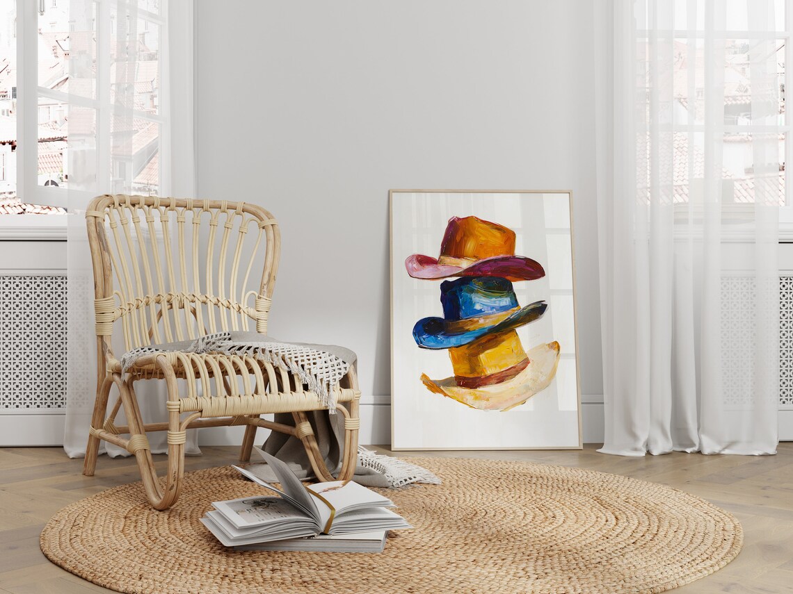 Cowboy Hats Colorful Abstract Western Art Print - Image 3
