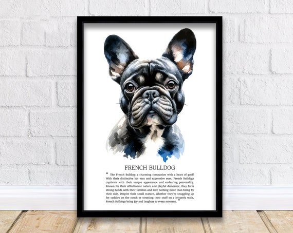 French Bulldog Dog Art Print Poster Wall Decor Cute Illustration For Lovers Portrait