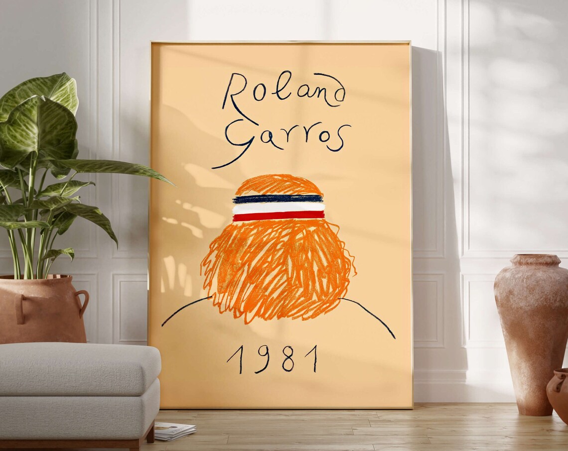 Roland Garros 1981 Boho Tennis Poster Art Print