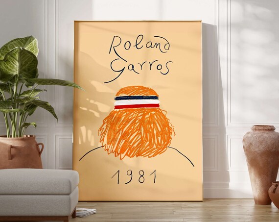 Roland Garros 1981 Boho Tennis Poster Art Print