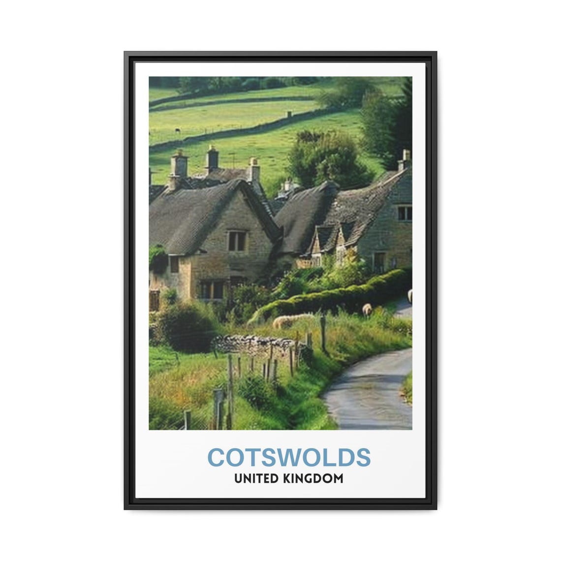 Cotswolds Stone Cottages Thatched Roofs England Countryside Poster