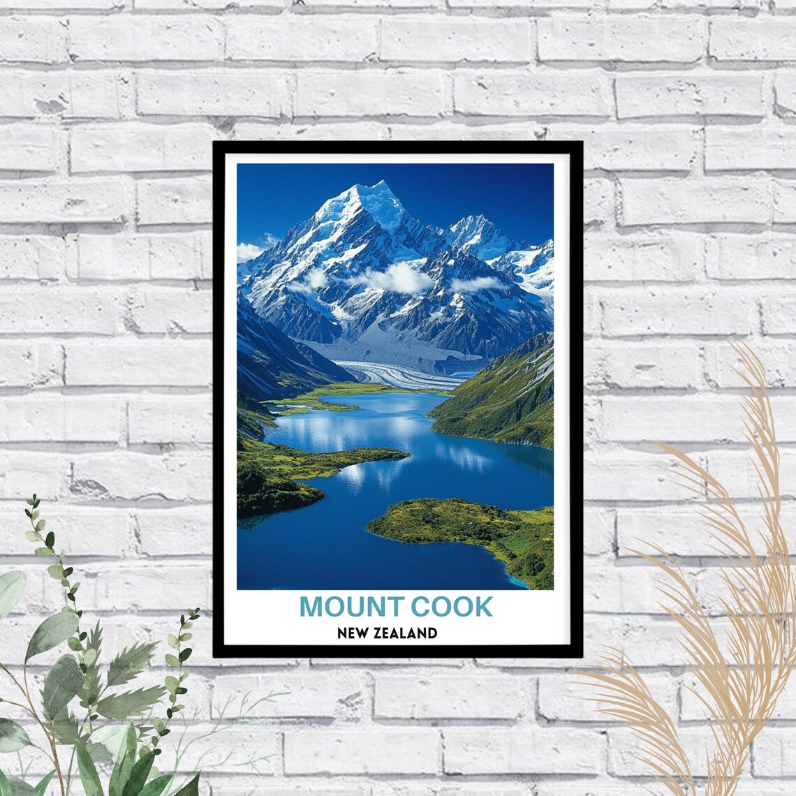 Mount Cook New Zealand Alpine Peak Mirror Glacial Lake Poster