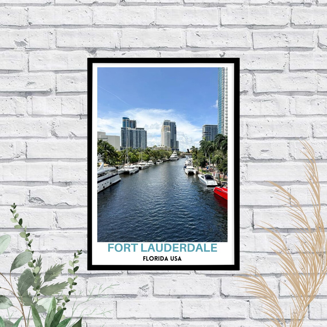 Fort Lauderdale Canal Yachts Waterfront Florida City Scene Poster