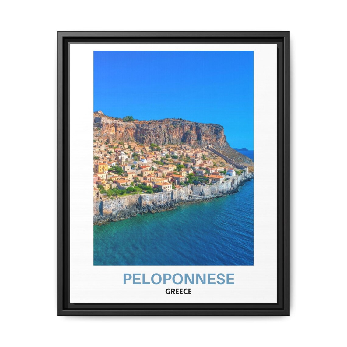 Peloponnese Coastal Cliff Town Greek Shores Greece Scene Poster
