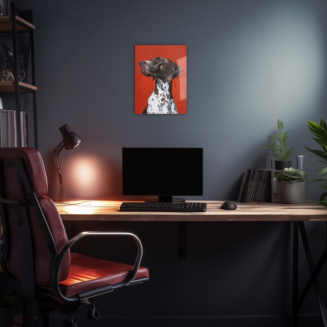 German Shorthaired Pointer Dog Portrait Bold Red Background Art Print - Image 2