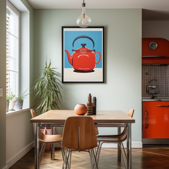 Teapot Wall Art Kitchen Decor Poster Vintage Teapot Art Print