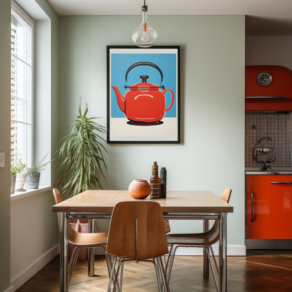 Teapot Wall Art Kitchen Decor Poster Vintage Teapot Art Print