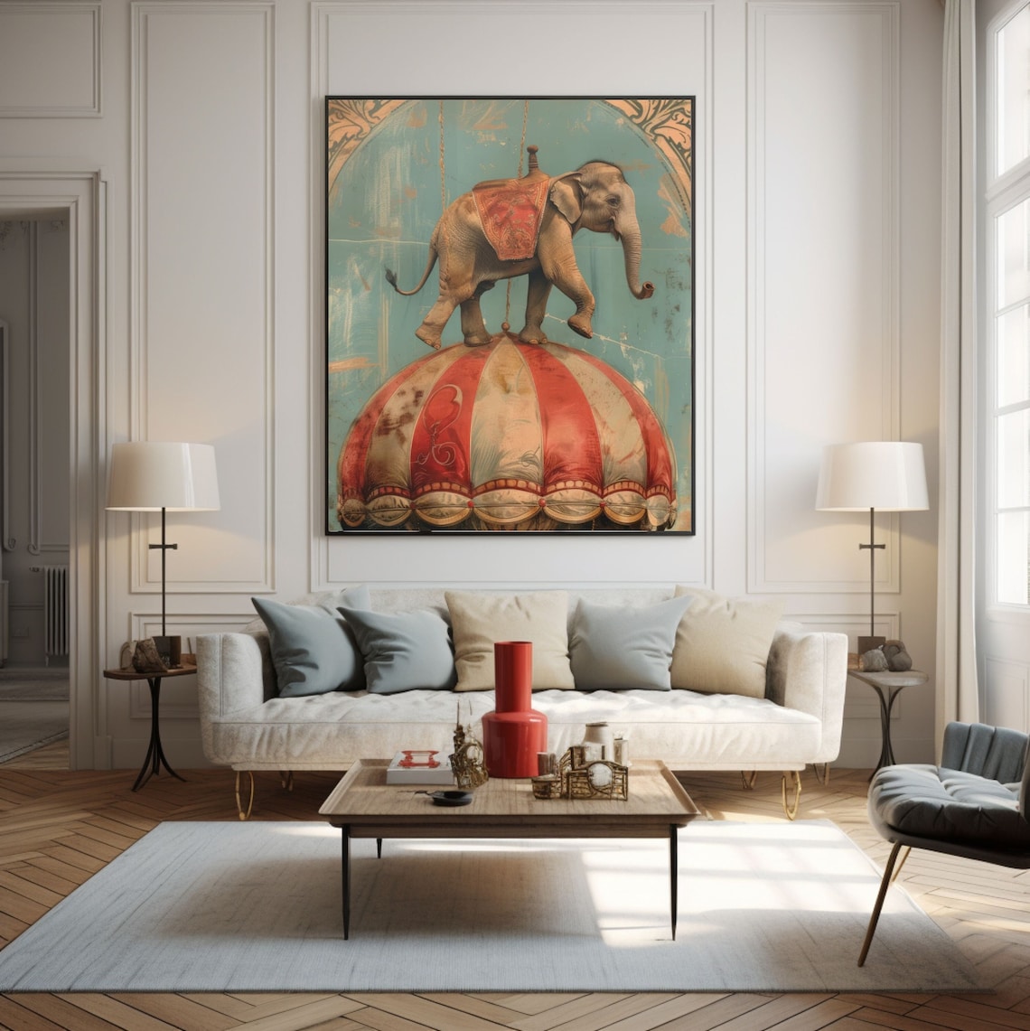 Vintage Circus Elephant Retro Circus Art Print