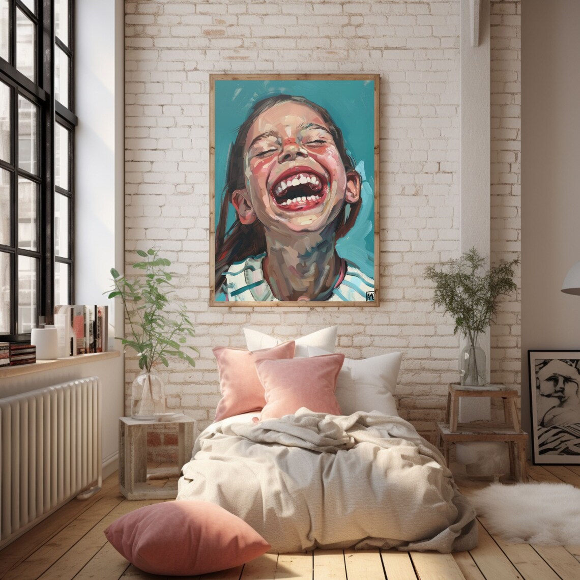 Sasha Laughing Girl Expressive Portrait By Anastasia Ames Poster