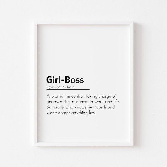 Girl Boss Definition Empowering Women Work Office Decor Wall Art
