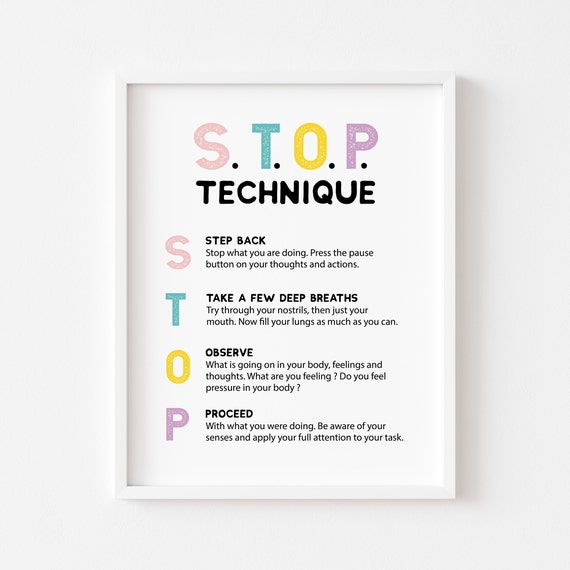 Stop Technique Mental Health Poster, Mindfulness
