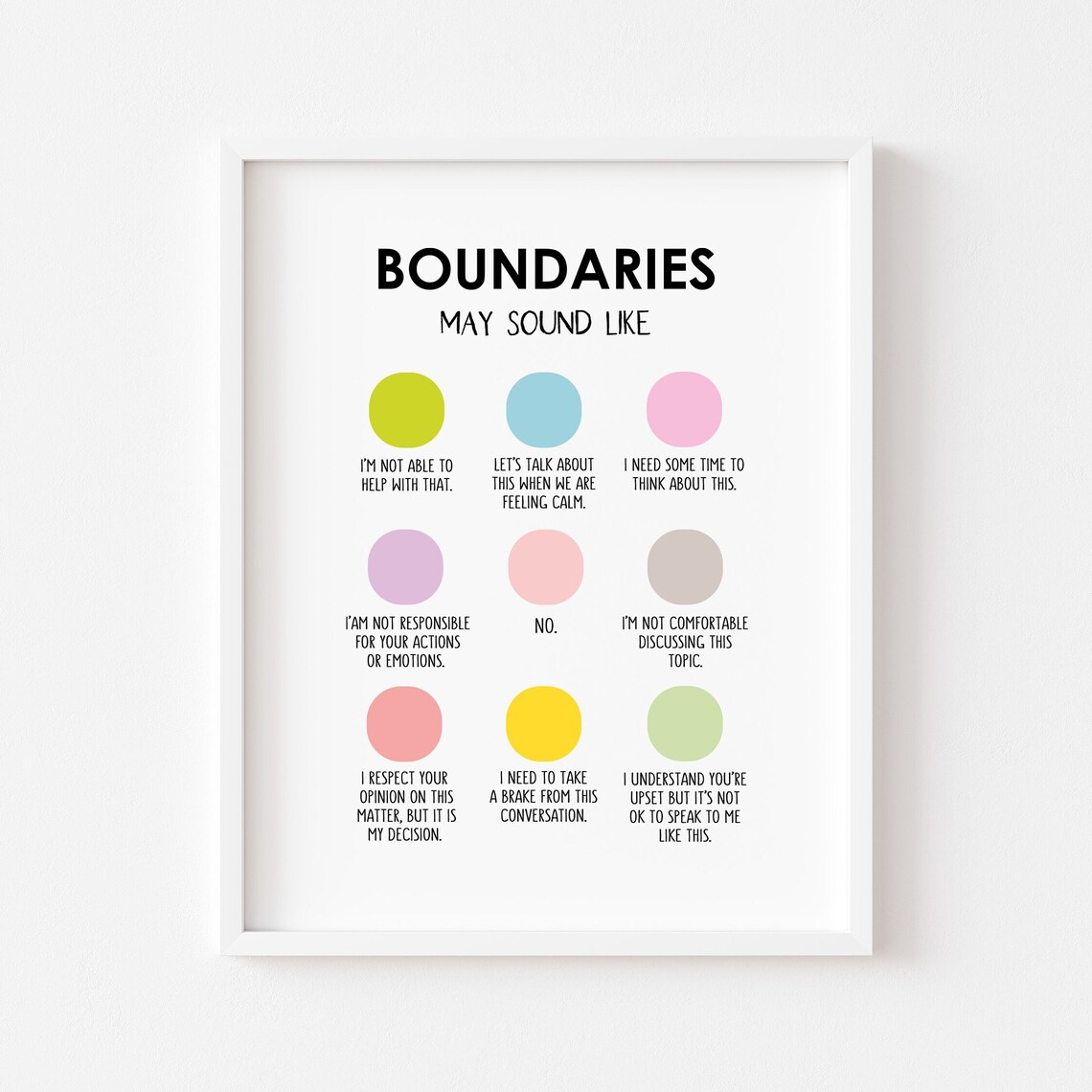 Boundaries May Sound Like Therapy Wall Art Mental Health Self Care Decor