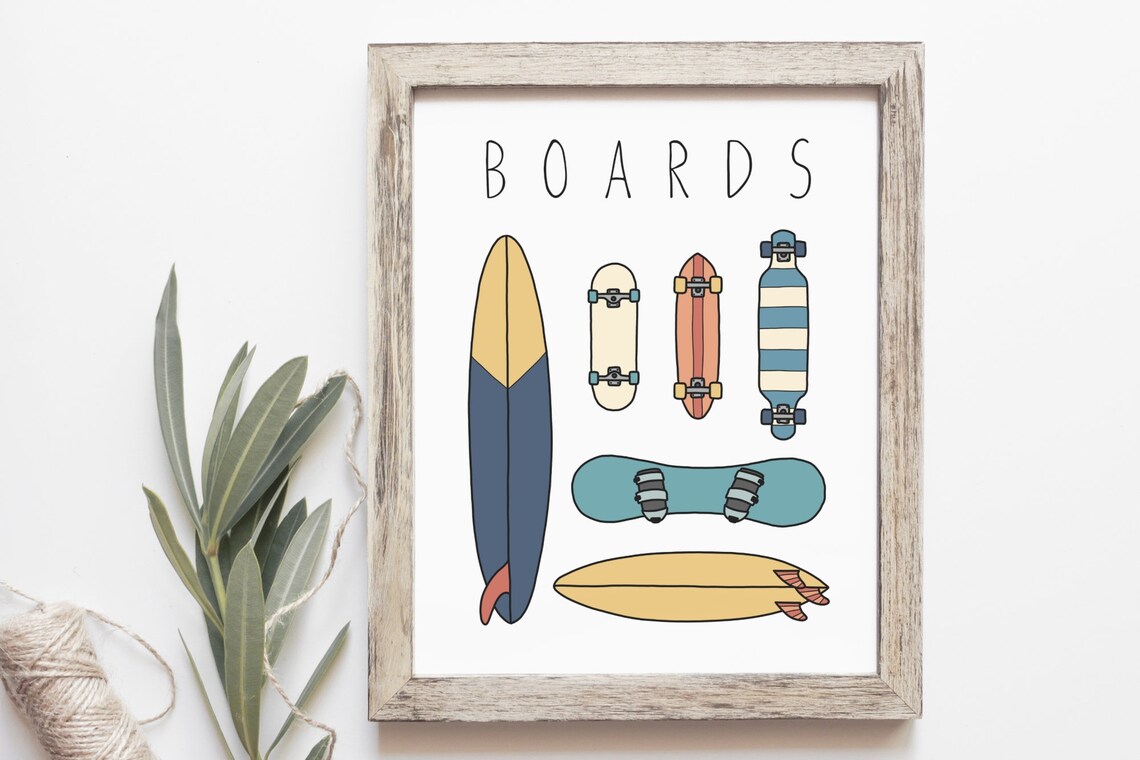 Boards Print: Colorful Surfboard Skateboard Poster - Image 2