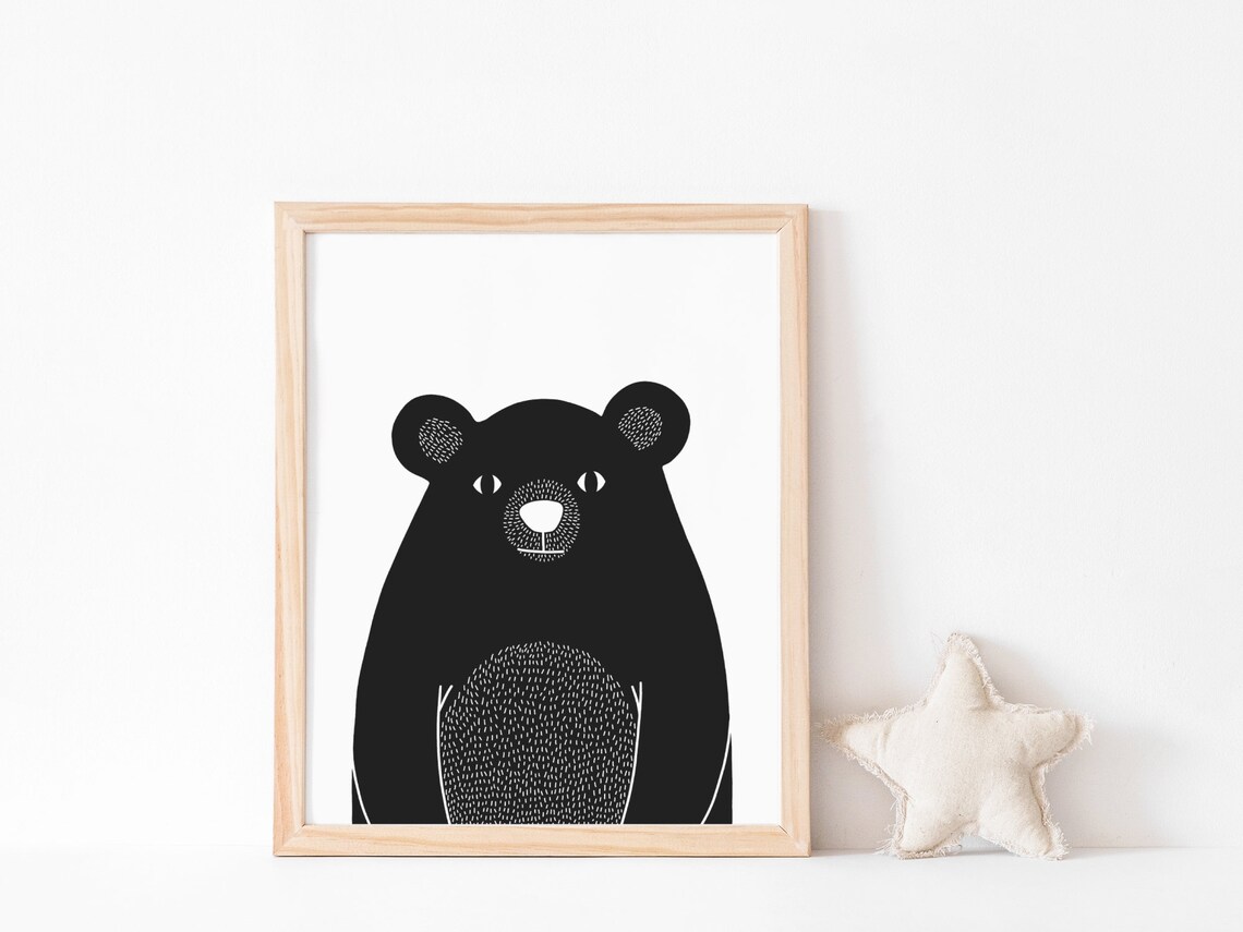 Baby Bear Minimalist Nursery Animal Art Print - Image 2