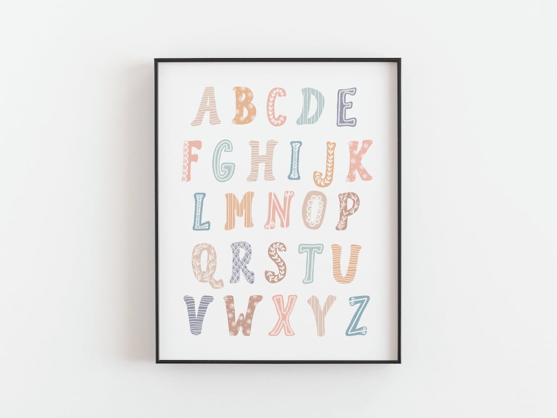 Rainbow Alphabet Print, Pastel Nursery Educational Art - Image 3