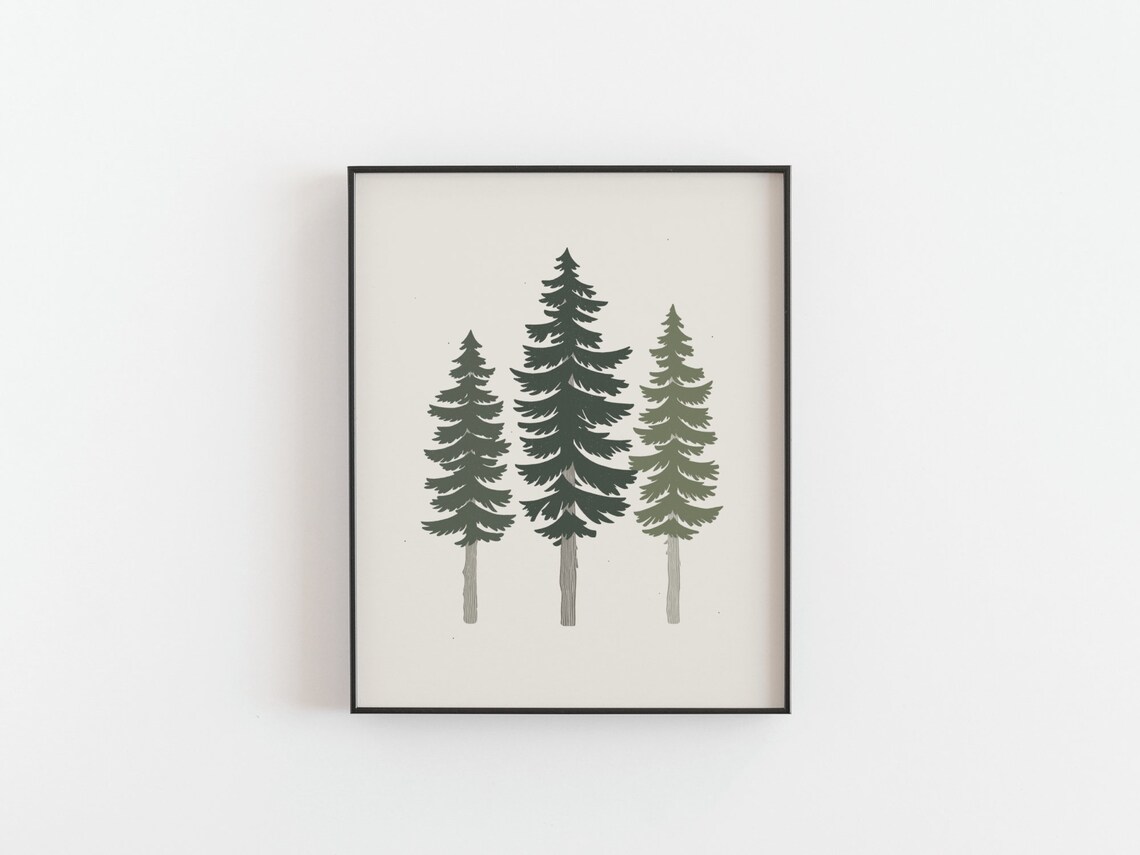 Pine Trees Minimalist Poster, Woodland Wall Art - Image 2