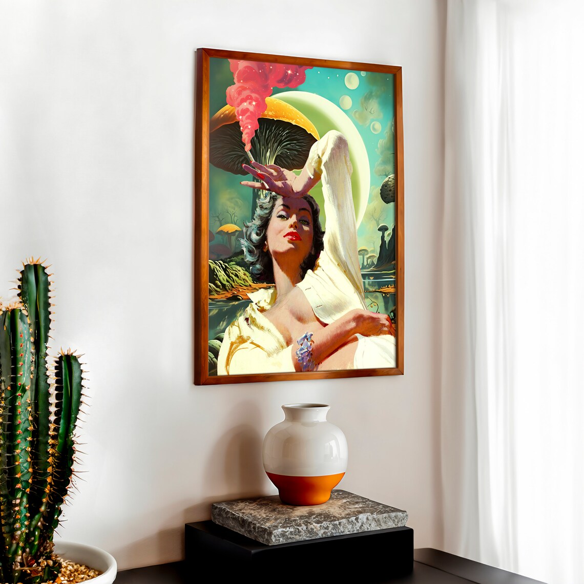 Goodness Trippy Mushroom Vintage Surreal Art Print - Image 4