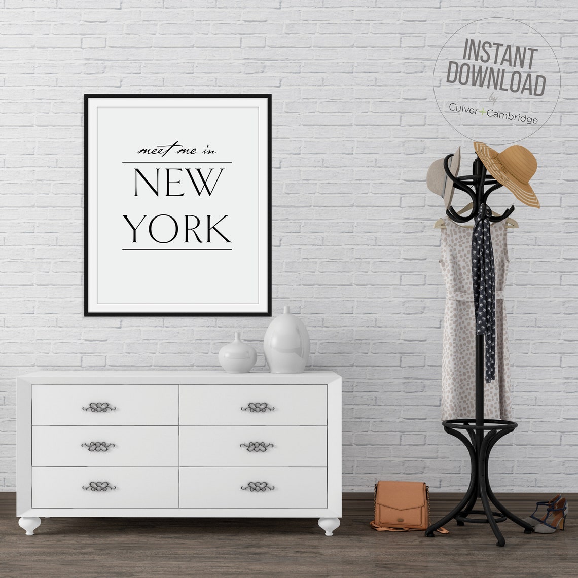 Meet Me In New York Romantic Travel Quote Typography Art Poster - Image 4