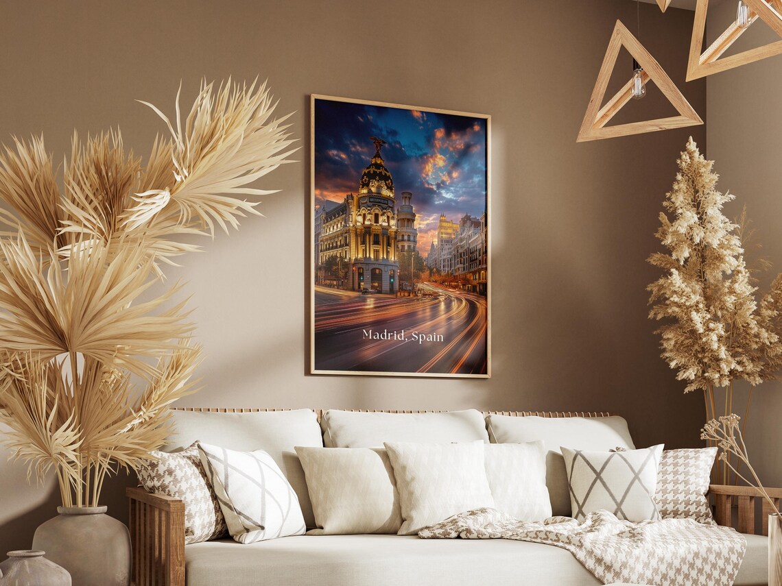 Madrid Travel Poster Gran Va At Night Spain Cityscape Wall Art European Architecture Print Luxury Travel Decor Spain Travel Gift - Image 2