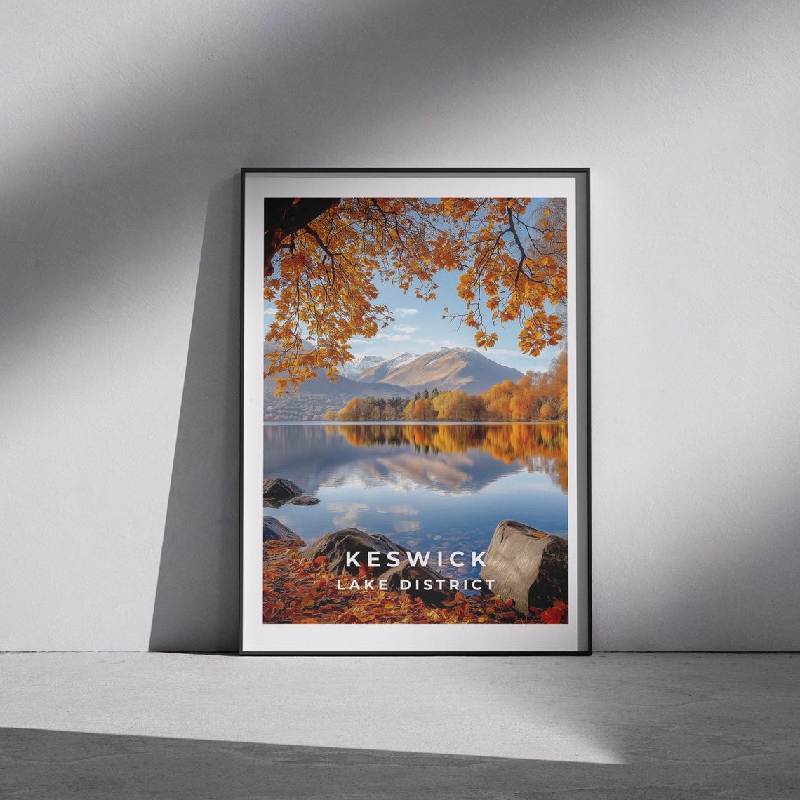 Keswick Lake District Autumn Lake Mountains Reflection Poster