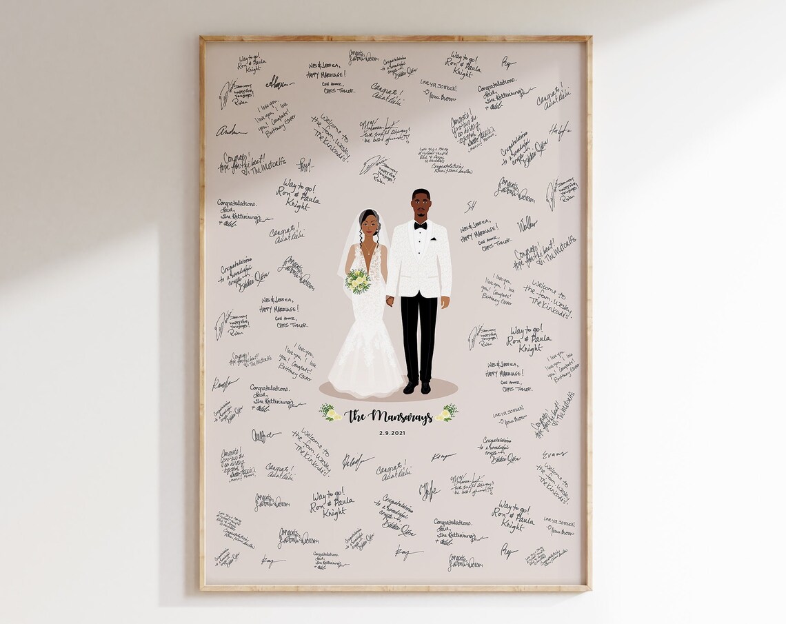 Personalized Wedding Guest Book Alternative Couple Signature Poster