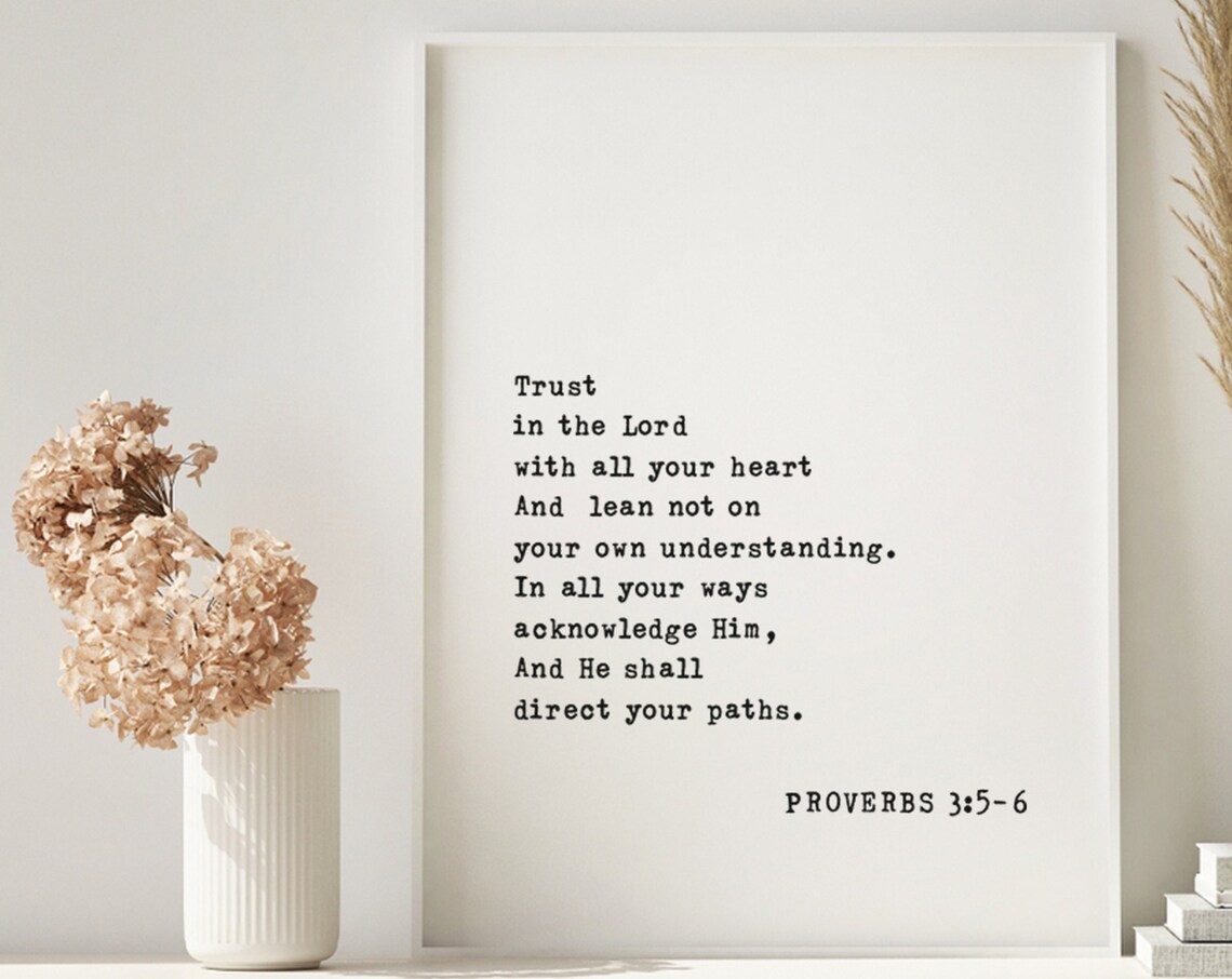 Proverbs 3:5-6 Trust In The Lord Typewriter Scripture Verse Poster