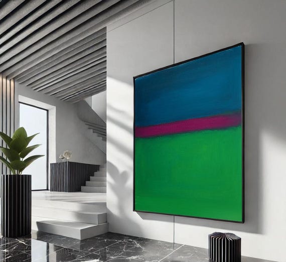 Bold Blue Rothko Style Color Field Canvas Wall Art Print Modern Living Room Decor Statement Piece
