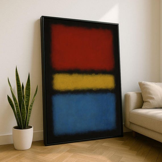 Bold Red Rothko Style Color Field Canvas Wall Art Print Modern Living Room Decor Statement Piece