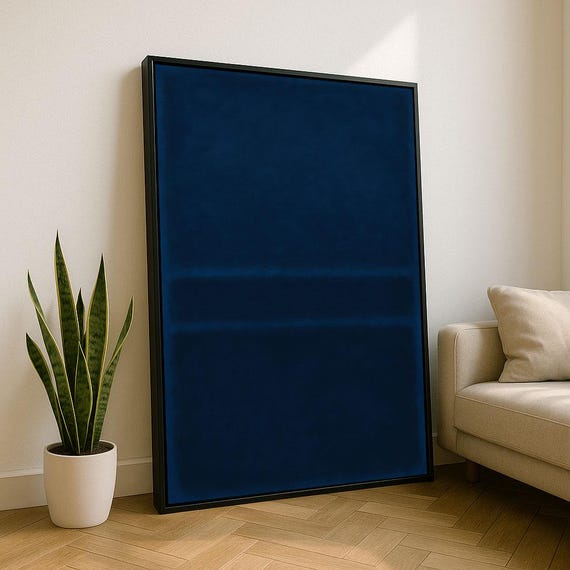Bold Blue Rothko Style Color Field Canvas Wall Art Print Modern Living Room Decor Statement Piece