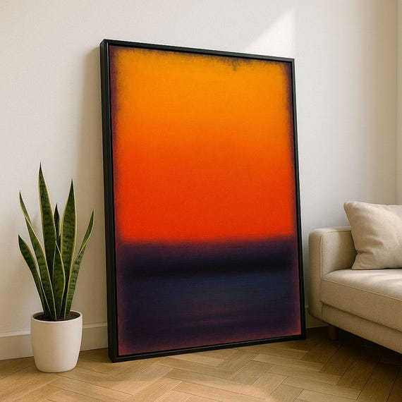 Bold Orange Rothko Style Color Field Canvas Wall Art Print Modern Living Room Decor Statement Piece