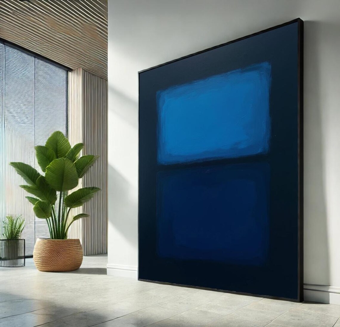 Vivid Bright Blue Color Field Painting Modern Abstract Poster