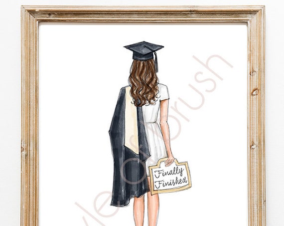 Graduation Print Graduation Girl Fashion Illustration