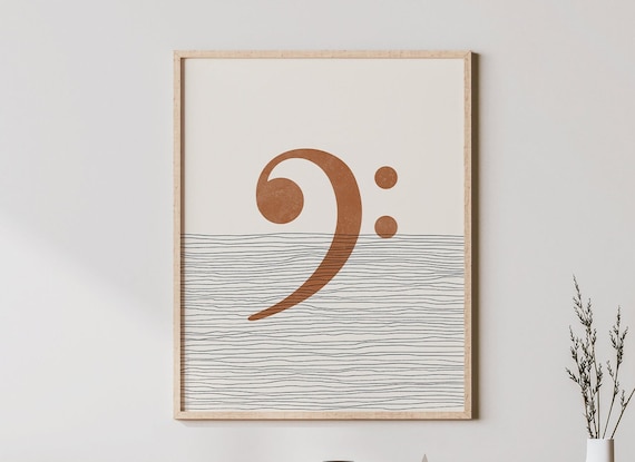 Boho Bass Clef Print Wall Art Decor Minimalist Poster Illustration Composter Music
