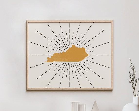 Kentucky Boho Wall Art Bohemian Decor Print Abstract Mid Century Modern State Of