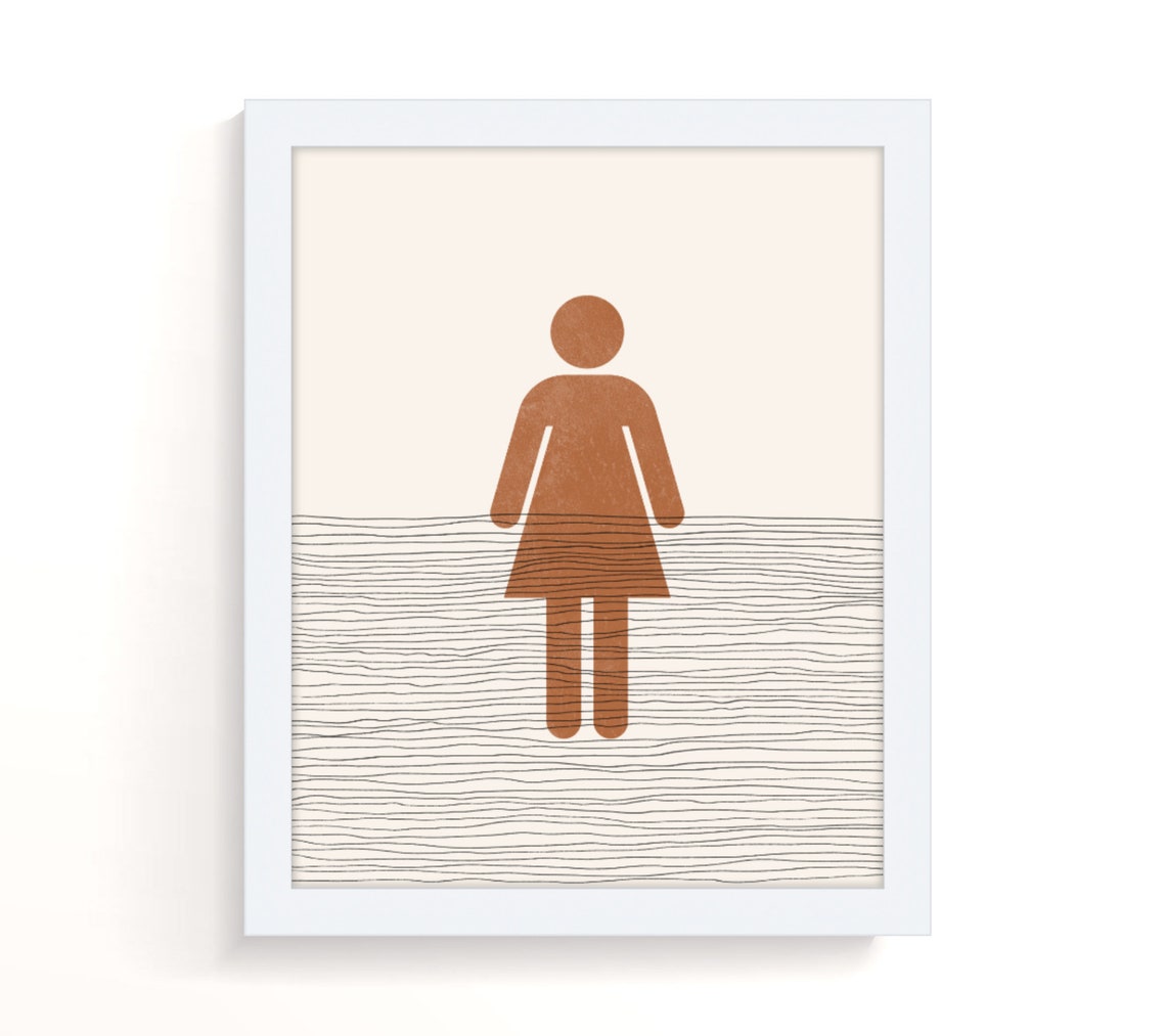 Minimalist Womens Restroom Icon Boho Neutral Bathroom Wall Art