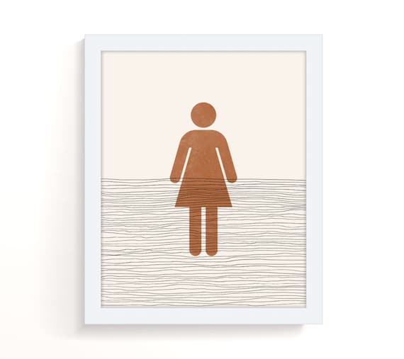 Minimalist Womens Restroom Icon Boho Neutral Bathroom Wall Art
