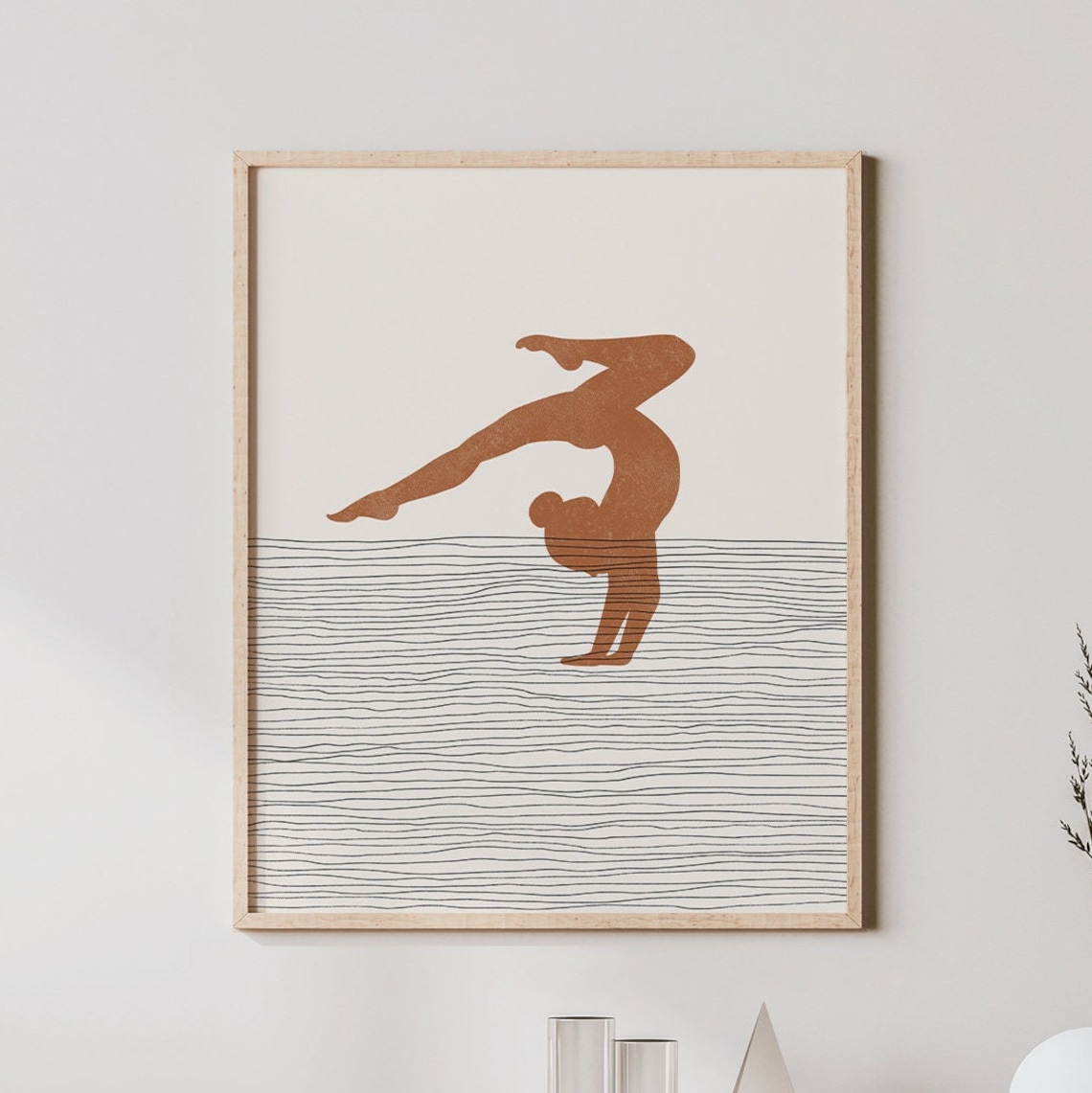Boho Gymnastics Illustration, Minimalist Art Print
