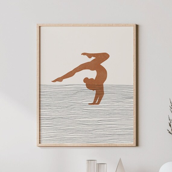 Boho Gymnastics Illustration, Minimalist Art Print