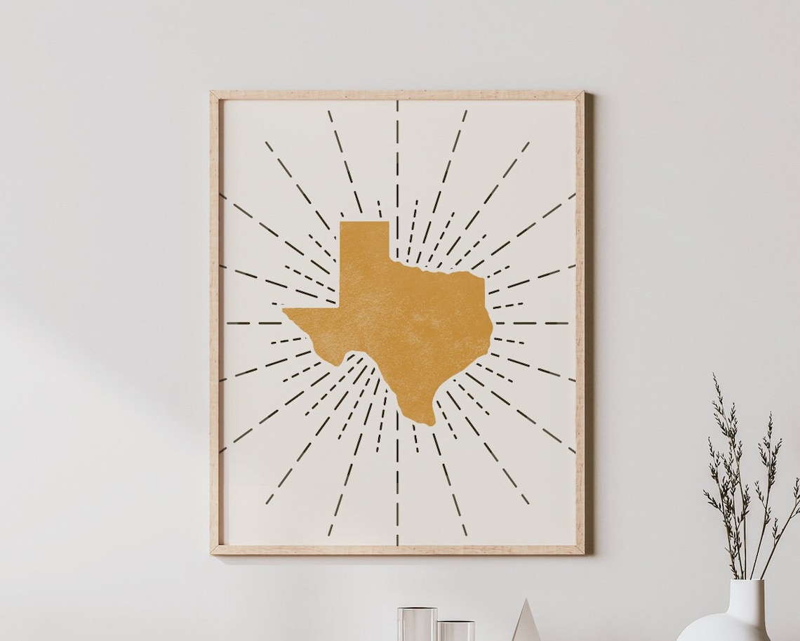 Texas Boho Art Print, Abstract Mid-Century Sunburst