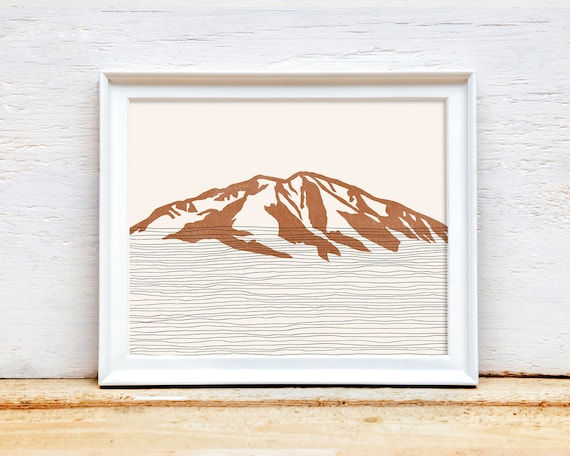Boho Mount Sopris Art Print Mountain Colorado Elk Range Outline Silhouette Wall Travel Poster