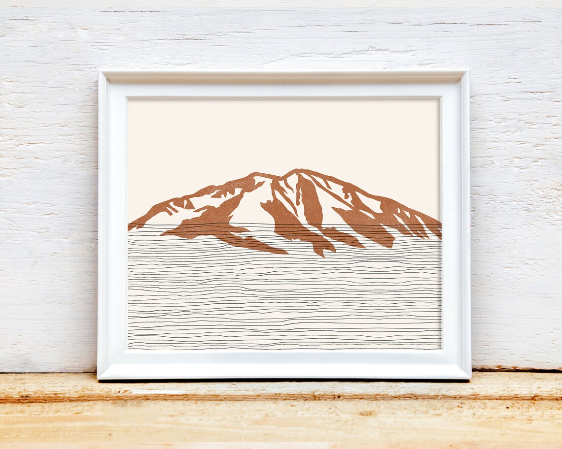 Boho Mount Sopris Art Print Mountain Colorado Elk Range Outline Silhouette Wall Travel Poster