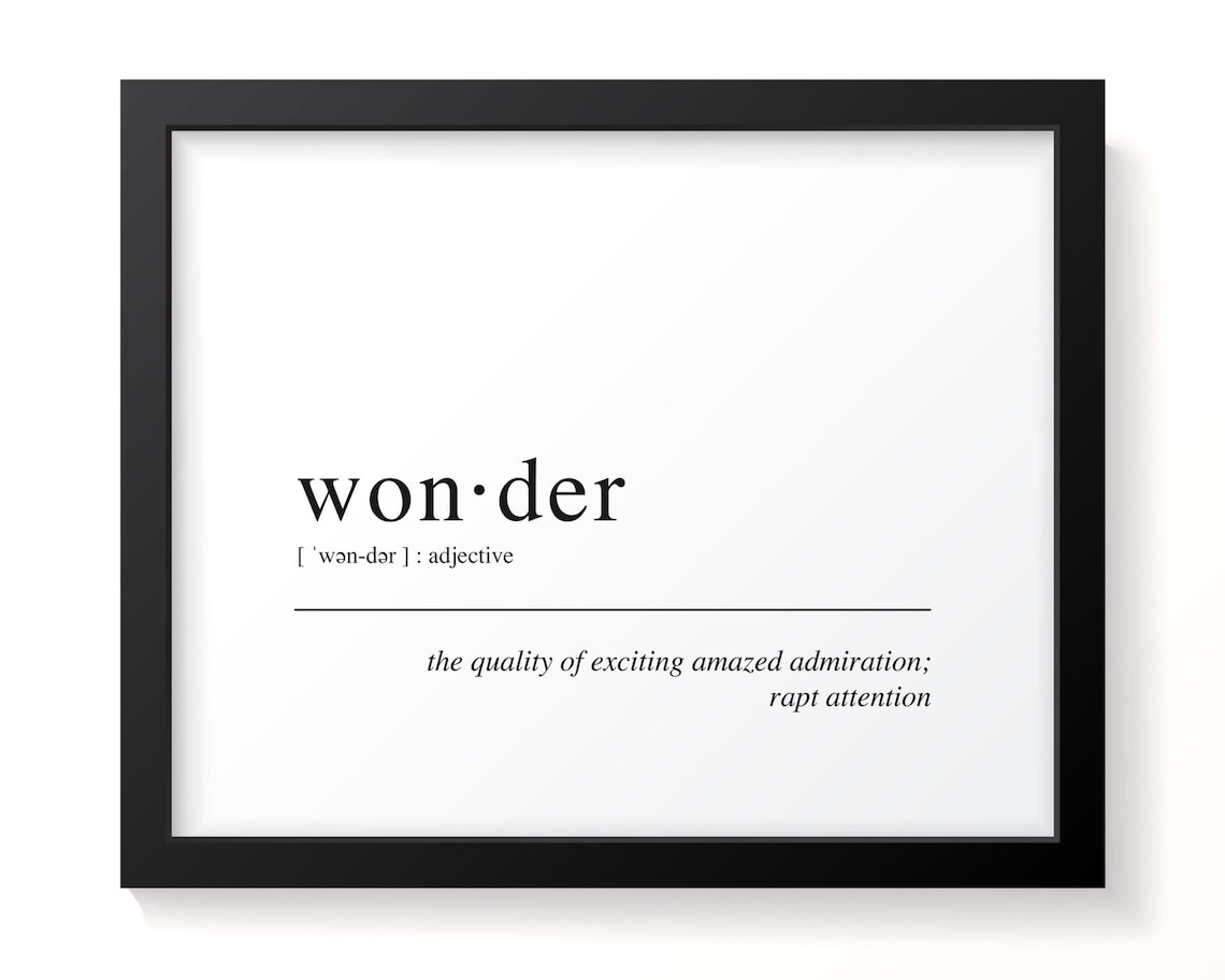Wonder Dictionary Definition Print Typographical Art Inspiring Gift Inspirational