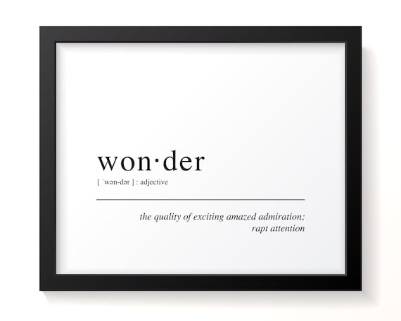 Wonder Dictionary Definition Print Typographical Art Inspiring Gift Inspirational