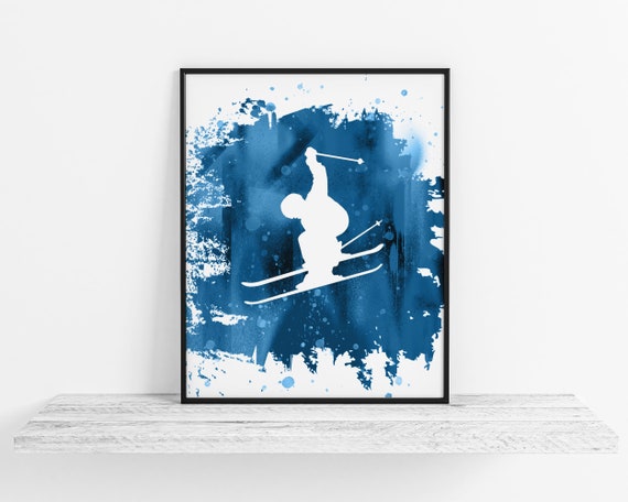Skiing Print Boys Poster Skier Decor Framed Or Unframed Gift Wall Art Room