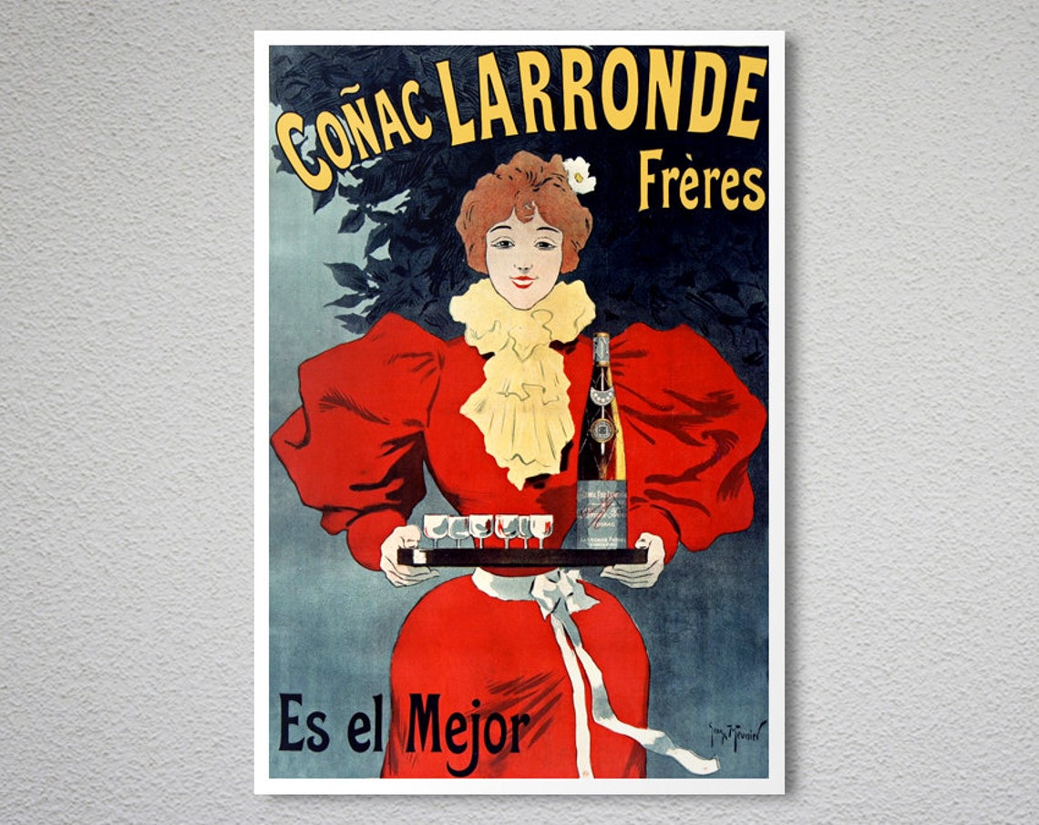 Cognac Larronde Frères Es el Mejor Vintage Spanish Drink Poster - Image 2