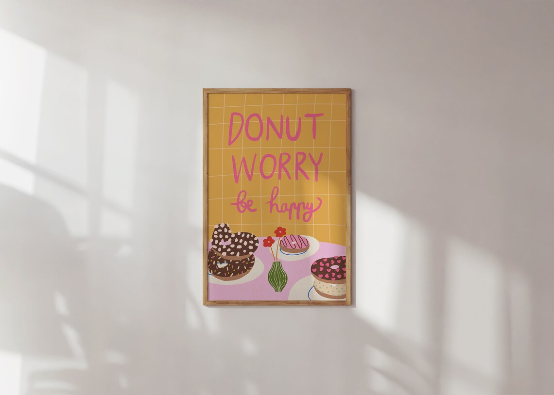 Dont Worry Be Happy Poster Colorful Motivational Typography Art